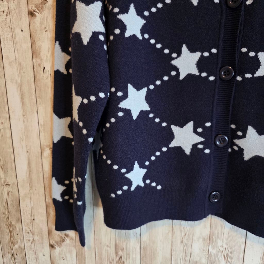 Women's 99 JANE STREET Navy & White Star Cardigan Sweater NWOT - Picture 5 of 8